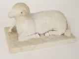 Exceptionally well by Carved Marble Recumbent Lamb, carved 19th Century marble lamb, offered Mar 2023