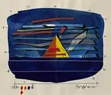 Abstract painting on paper by Assadour Bezdikian, Gouache and ink, offered Mar 2023