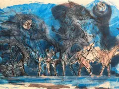 Moon Watchers by Jack, 1987, aquatint, offered Mar 2023