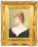 Portrait by John Paul Selinger, Oil on canvas. H 14 x W 10"; H 21 x W 17" (overall). Provenance: The descendants, offered Mar 2023