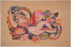 Mermaid by Alexander Girard, 1946, Gouache, watercolor and print techniques on artist board, offered Dec 2022