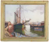 Gloucester Harbor by A.N. Davis, Oil on canvas, offered Dec 2022
