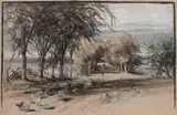 Conanicut Island by John Austin Sands Monks, 1882, Gouache and ink wash on artist board, offered Dec 2022