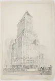 Farmers Loan and Trust(40th Street and Fifth Avenue, New York, NY) by Louis Ruyl, pencil drawing, offered Dec 2022