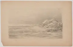 Waves Crashing into Rocks and Ship on Distant Horizon by William Trost Richards, Pencil on paper, offered Dec 2022