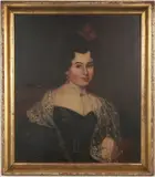 Portrait of Mrs. P. Hopkins by Susan van der Dael-Wiedenhoff, Oil on board. 1835, offered Dec 2022