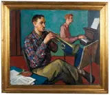 Musicians Rehearsing.' by Mildred C. Jones, Oil on board, offered Dec 2022