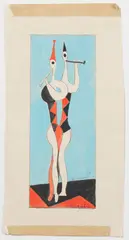 Modernist Harlequins by George Dergalis, 1958, Gouache on paper, offered Dec 2022