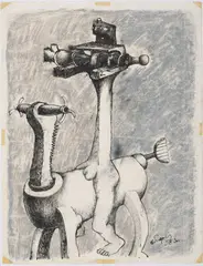 Untitled by George Dergalis, Pen and ink and gouache on paper, offered Dec 2022