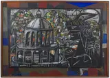 Gargoyles by Henry Schwartz, 1956, Oil on board, offered Dec 2022