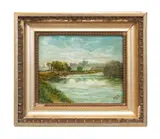 Untitled - Pastoral Landscape - 1900 by Archibald McNeal Willard, oil on canvas, sold Jun 2024