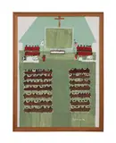 Untitled - Church Ceremony Scene - 1996 by Betty Brown, acrylic on canvas board, sold Jun 2024