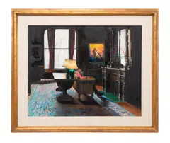 Untitled - Figural Interior Scene by Harry McCormick, oil on canvas, sold Jun 2024
