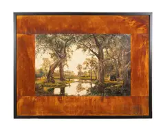 A Eulogy to Life by David Bierk, oil on canvas and rusted iron to board, sold Jun 2024