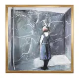 Untitled - Girl at Chalkboard - 2005/2006 by Simone Lucas, oil on canvas, sold Jun 2024