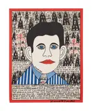 Untitled - Howard Finster Portrait - circa 1950 by Howard Finster, lithograph on paper, sold Jun 2024