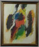 abstract modern painting by Eugène Brands, mixed media on art board, sold Dec 2018