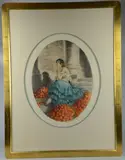 The Orange Seller by Louis Icart, etching on paper, sold Dec 2018