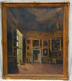 painting interior Pitti Palace by Santi Corsi, oil on canvas, sold Dec 2018