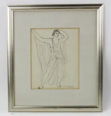 Untitled by Abraham Walkowitz, ink illustration of Isadora Duncan, sold Nov 2022