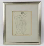 Untitled by Abraham Walkowitz, ink illustration of Isadora Duncan, sold Nov 2022