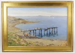 The Old Pier by Carolyn Jundzilo Comer, oil on canvas, sold Jan 2023