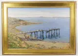 The Old Pier by Carolyn Jundzilo Comer, oil on canvas, sold Jan 2023