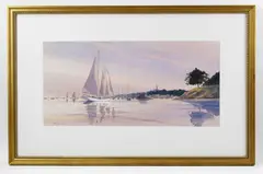 Marblehead Harbor by Yves Parent, watercolor on paper, sold Jan 2023