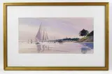 Marblehead Harbor by Yves Parent, watercolor on paper, sold Jan 2023