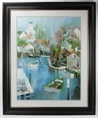 Cape Harbor by Albert Swayhoover, oil on board, sold Jan 2023