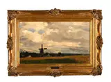 Landscape with Windmill by Gerrit Haverkamp, oil on canvas, sold Jul 2021