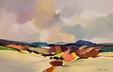 Valley Landscape by Richard Rennie, watercolour on paper, sold Jul 2021