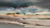 Landscape with Rainfall by Richard Rennie, watercolour on paper, sold Jul 2021