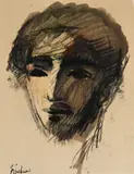 Portrait of a Man by Carl Büchner, oil pastel and wash on paper, sold Jul 2021