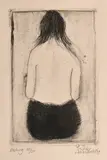 Portrait of Seated Woman by Pieter van der Westhuizen, 1979, engraving, sold Jul 2021