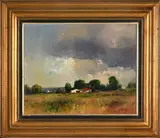 Landscape with Farmhouse by Errol Boyley, oil on  canvas mounted on board, sold Jul 2021
