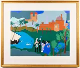 Odysseus Leaves Nausicaa," 1979 by Romare Bearden, screenprint from the Odysseus Suite, sold Mar 2021
