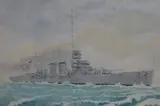 HMS Diomede by Alan Sharpe, Watercolour, sold Oct 2025