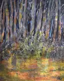Untitled by Jennifer M Wheten, acrylic on board, sold Jul 2025