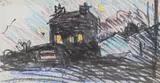House on Foulshaw Moss by Tom Deardon, mixed media, sold Jul 2025