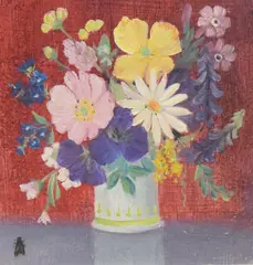 Flowers from our Hedgerows in July by Helen Bradley, oil on board, sold Jul 2025