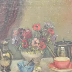 Untitled by Ernest Riley, oil on canvas, sold Jul 2025