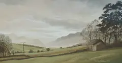 From The Slopes of Blencathra by Marion Bradley, 1978, gouache, sold May 2025