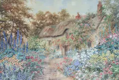 A Devonshire Garden' watercolour painting by Joseph Halford Ross, watercolour, sold May 2025