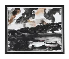 Seamills estuary, cornwall i by Sarah Chalmers, Watercolour heightened with oil and scratching out, sold Nov 2025