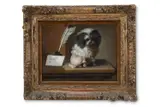 Portrait of a small poodle by Jacques Barthélémy Delamarre, Oil on canvas Indistinctly signed, sold Nov 2025