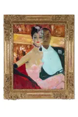 La loge a l'opera by Jean-Gabriel Domergue, Oil on canvas, sold Nov 2025