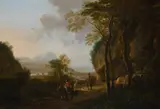 Travellers in an italianate landscape by Jan Both, oil, sold Nov 2025