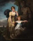 Portrait of caroline, princess of wales and her daughter by Maria Louisa Catherine Cecilia Cosway, Oil on panel Later inscribed with sitter information, sold Nov 2025