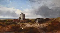 Orford castle by Henry Bright, Oil on canvas, sold Nov 2025
